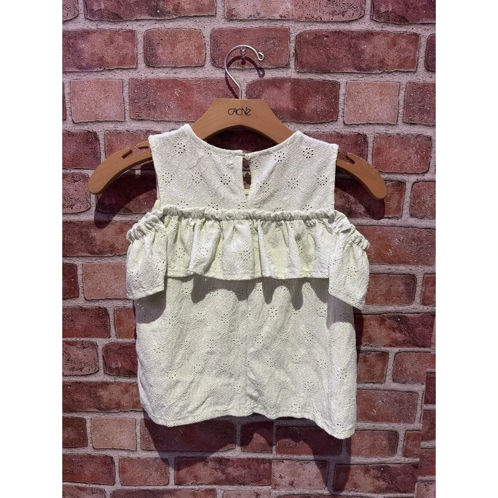 No Comment Top Girls Toddler M 10-12 Sleeveless Pastel Green Embroidery Ruffle‎